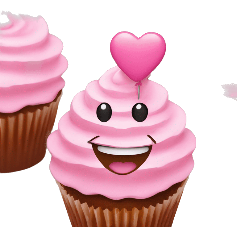 Happy pink with hearts cupcake emoji