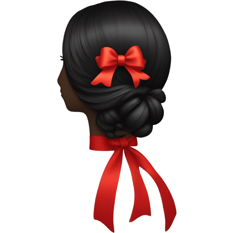 red bow in black hair flowing hair silhouette from behind emoji