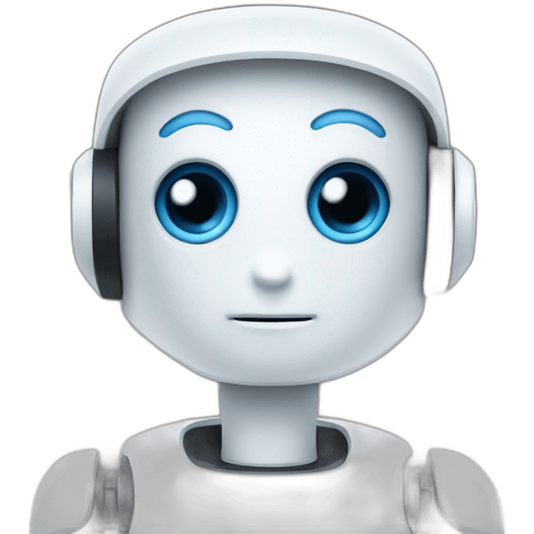 blue eyed white robot with black hair emoji