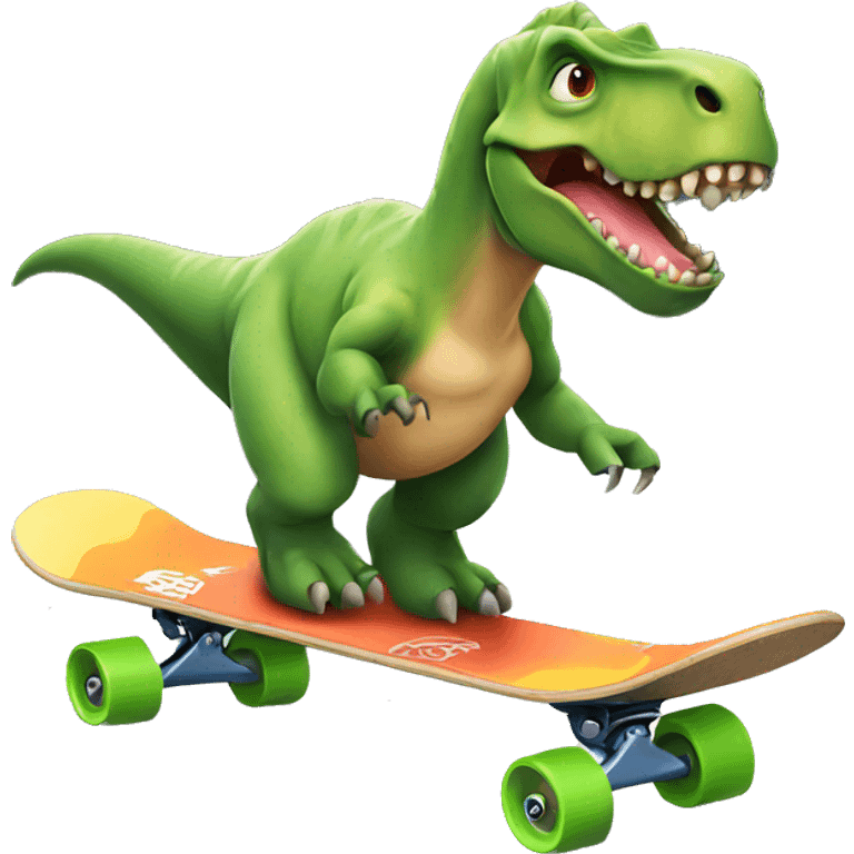 Dinosaur on a skateboard emoji