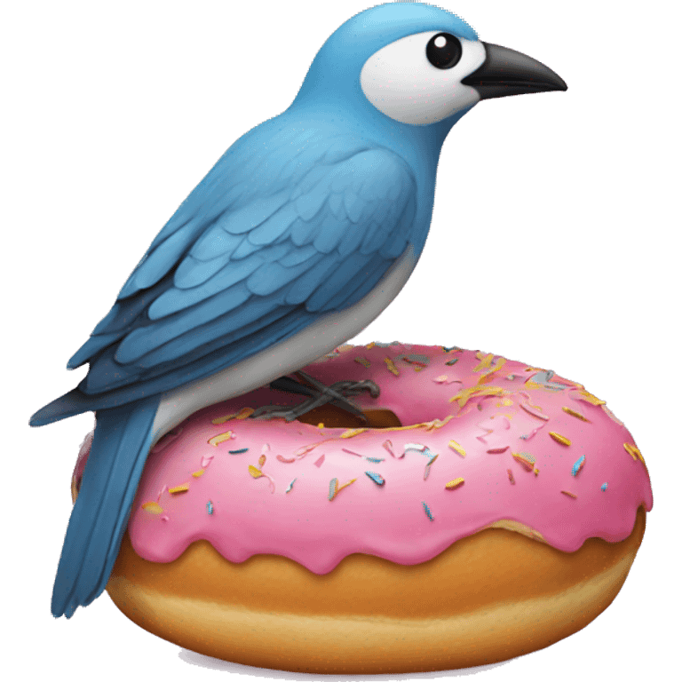 A bird on a donut emoji