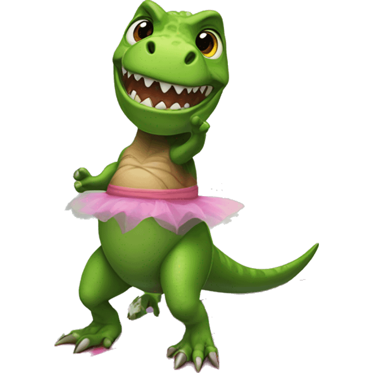 T-rex wearing a tutu on a surfboard emoji