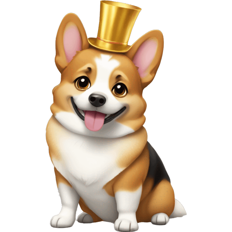 A corgi dog in a New Year's costume emoji