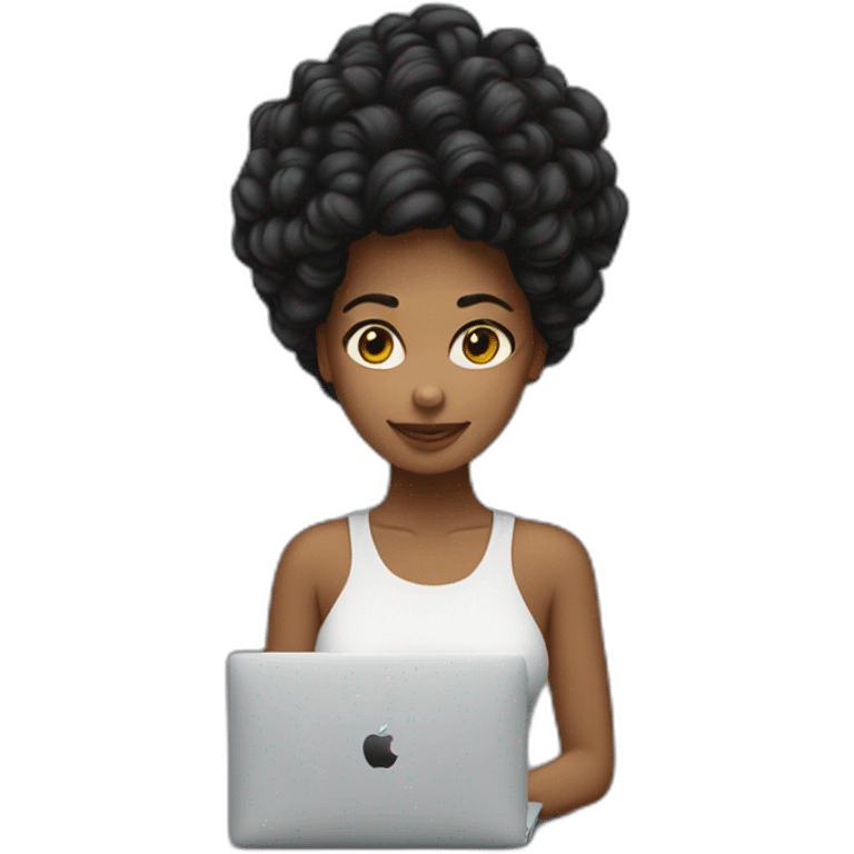 woman com cabelos pretos segurando um macbook emoji