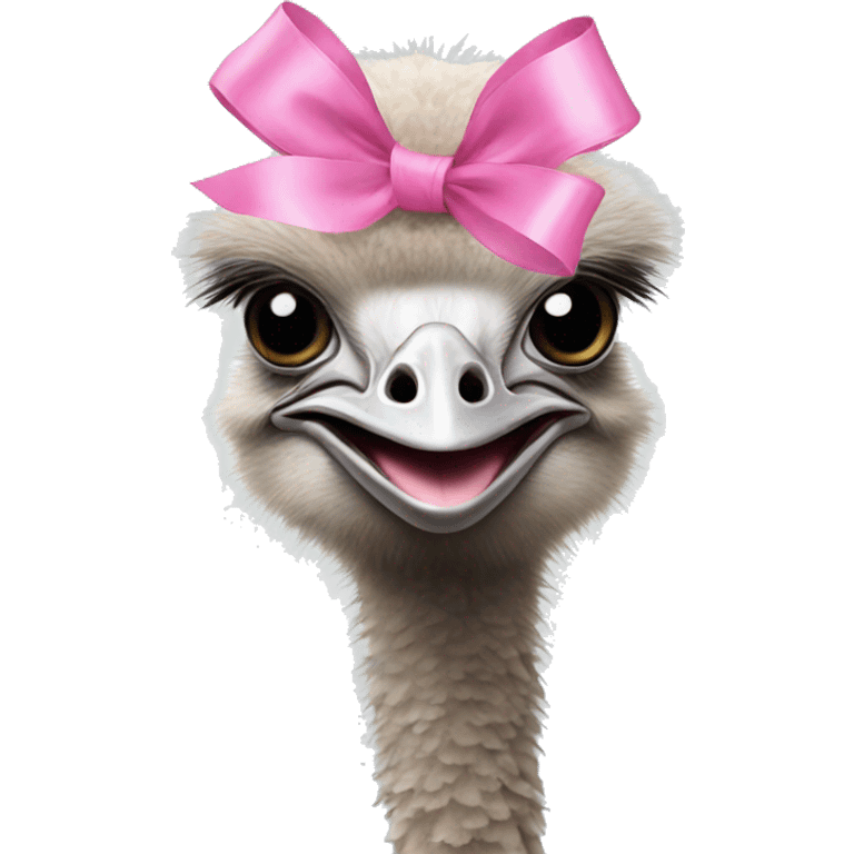 ostrich with pink bow on head emoji