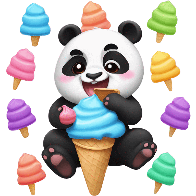 Panda eating ice cream emoji