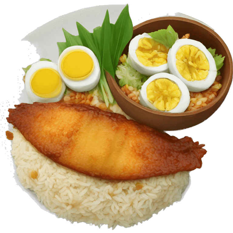 Nasi lemak with ikan bilis emoji