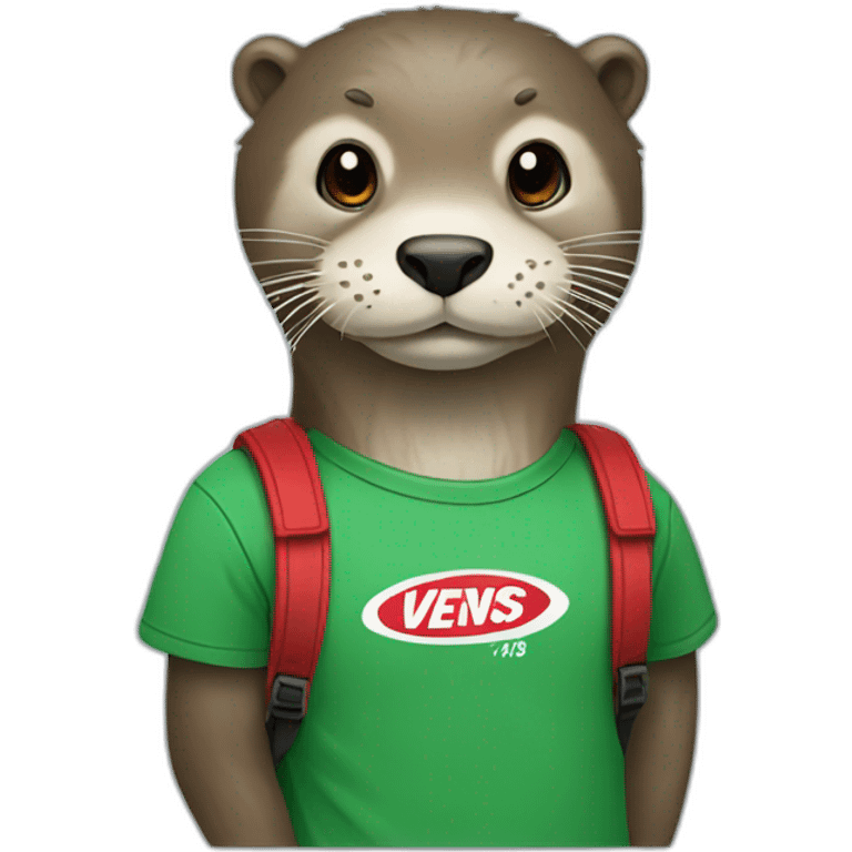 Otter with green tshirt and red&white Vans emoji