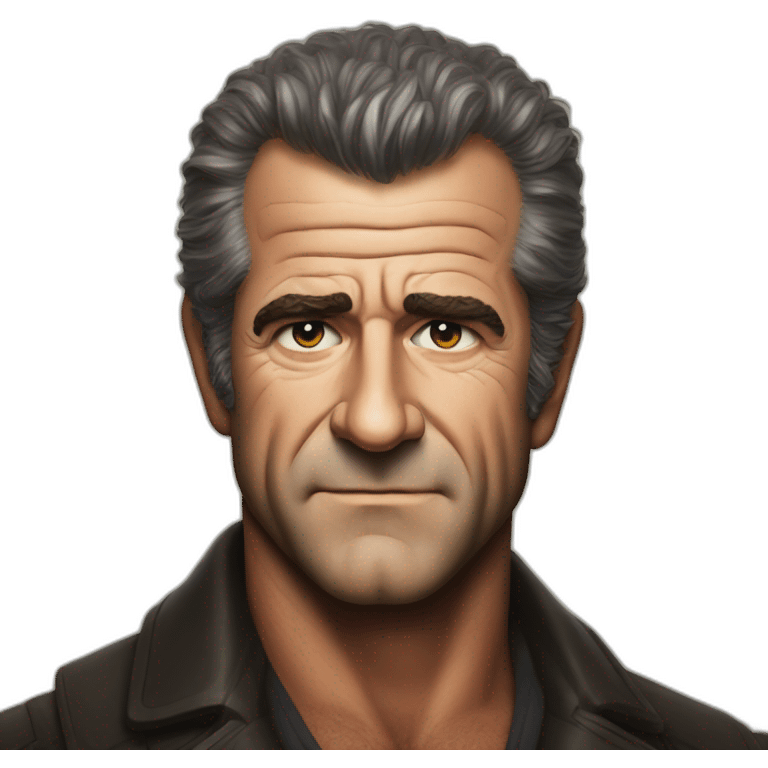 Mel Gibson portrait without smile emoji