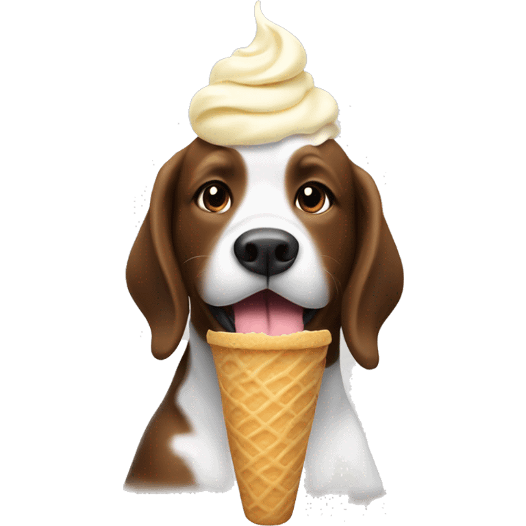 A dog eating vanilla ice cream emoji