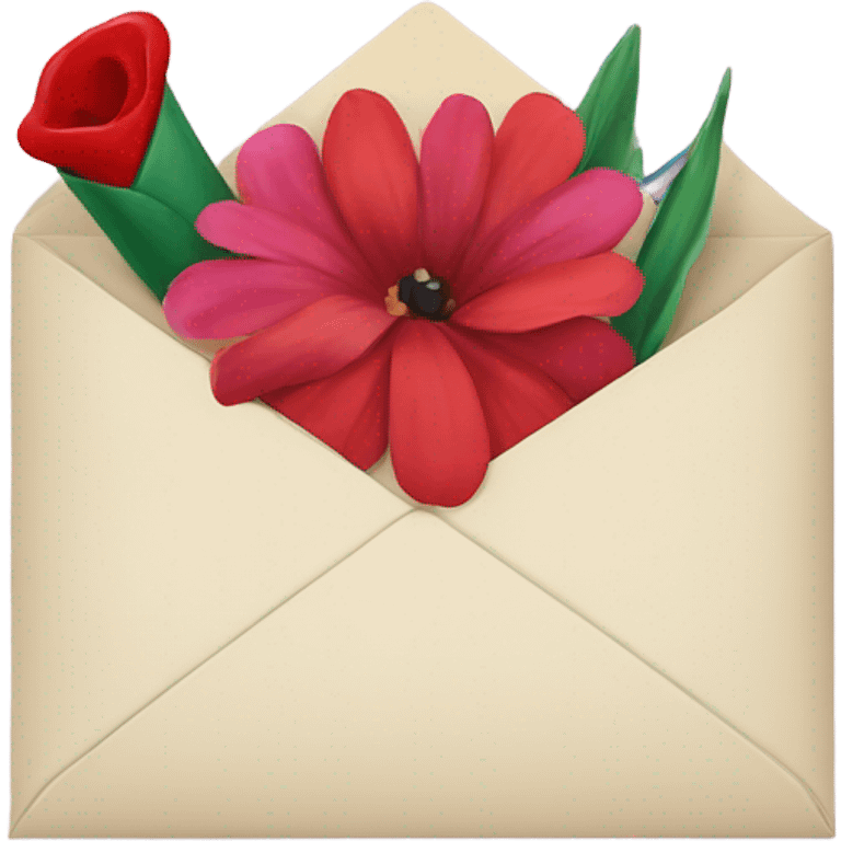 Love letter with flowers and kiss  emoji