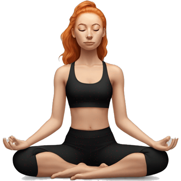 Aesthetic Ginger girl in black gym fit full body meditating  emoji