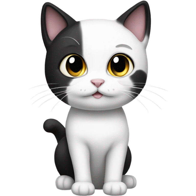 Black and white cat full body cute emoji