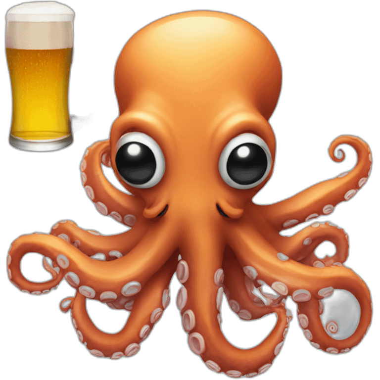 Octopus with a gun and a beer emoji