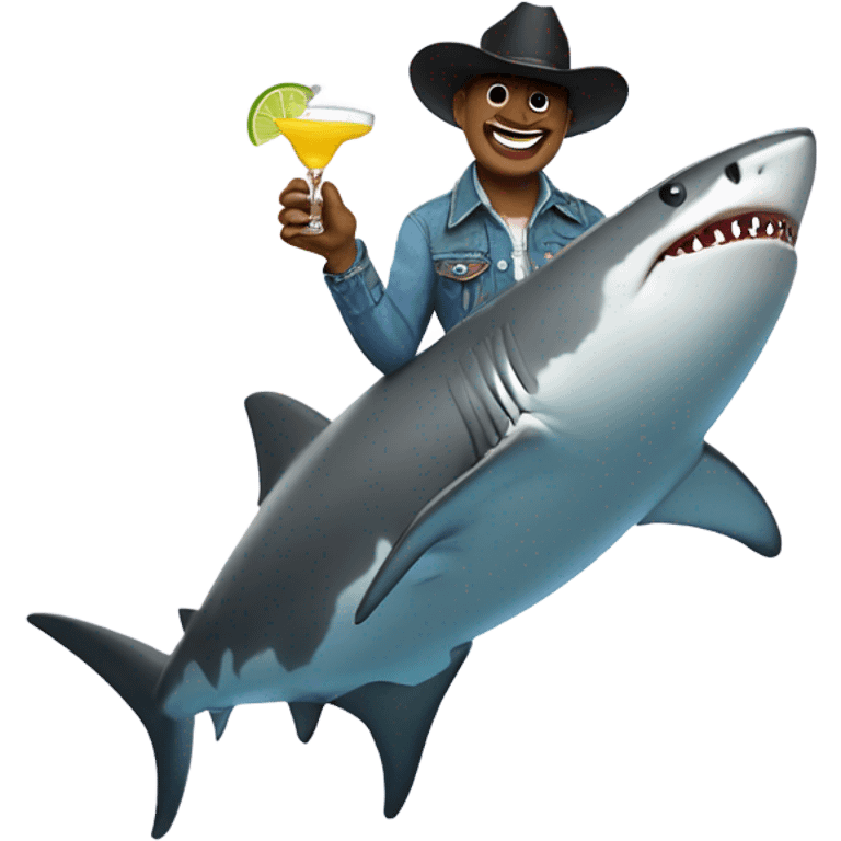 Shark with cowboy boots and a margarita emoji