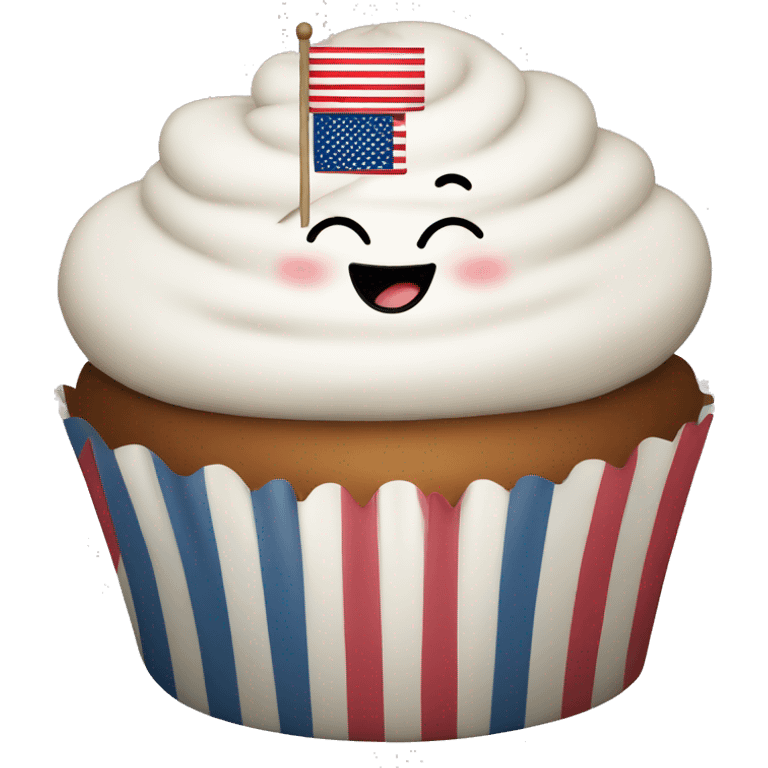 Happy cupcake with an American flag emoji