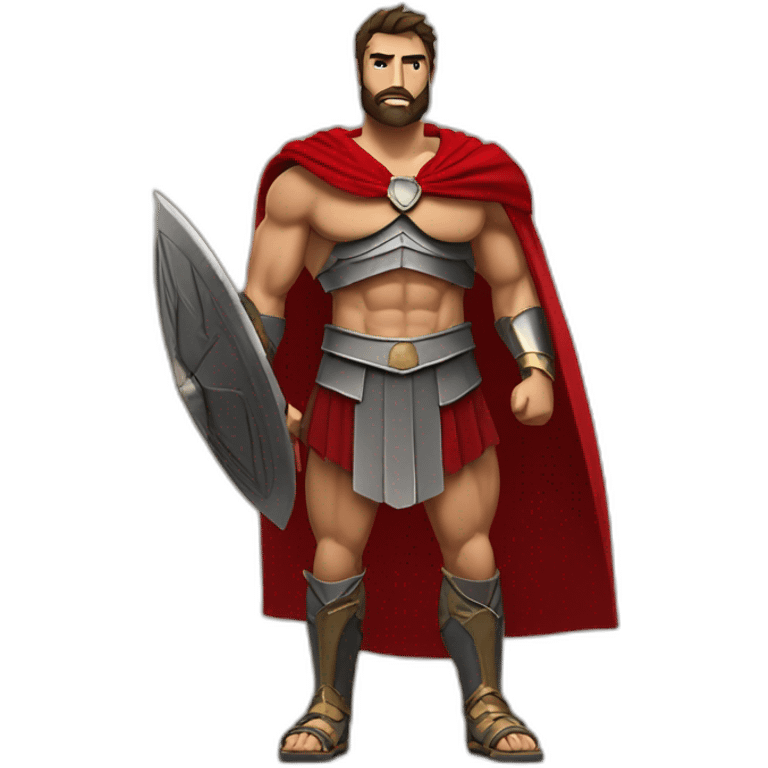 The Spartan Leonidas. Muscly physique. Wearing a red cape. Masculin.  emoji