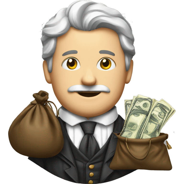 aristocrat with money bag in his hands emoji