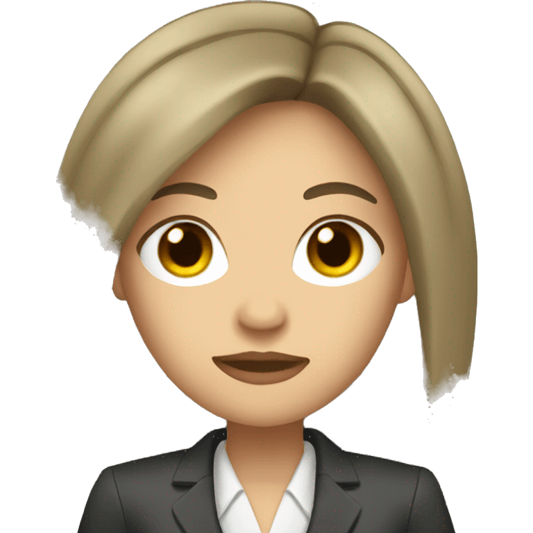 Female defense attorney with long black hair with brown suit emoji