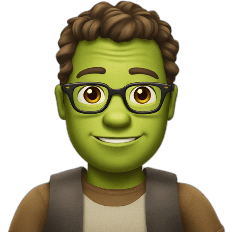 can you make shrek with a cast on his arm, have glasses, have brown hair and slightly darker skin emoji