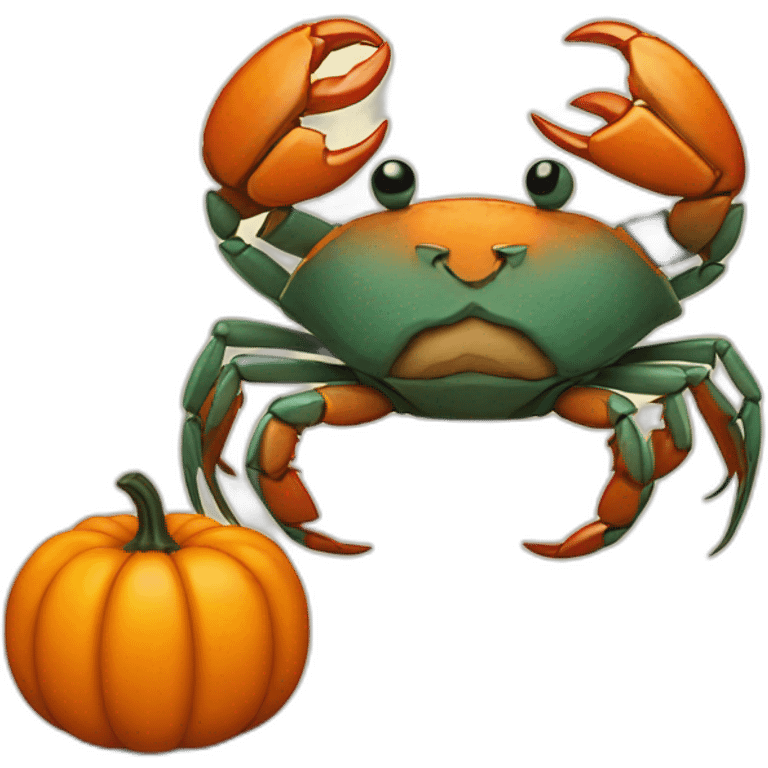 crab carving a pumpkin emoji