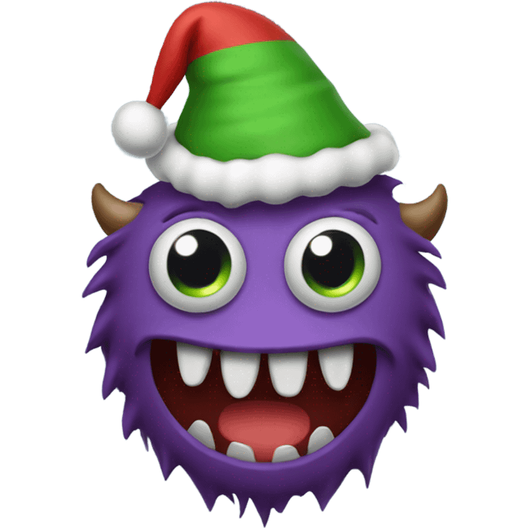 Monster with Christmas hat  emoji