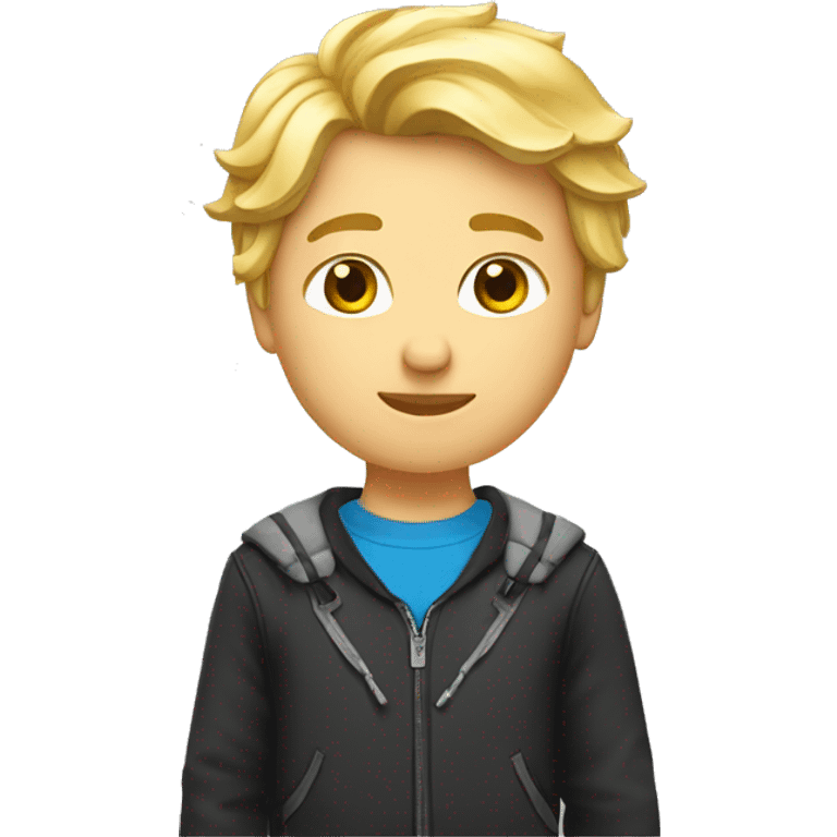 Un garçons blond ado avec une coupe au bol emoji