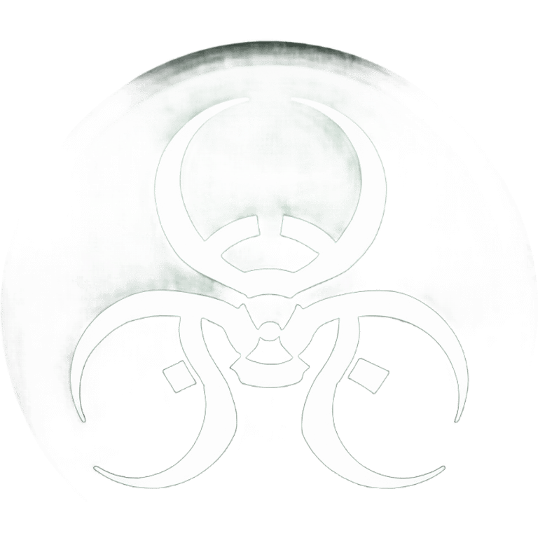 Biohazard logo on dark circle emoji