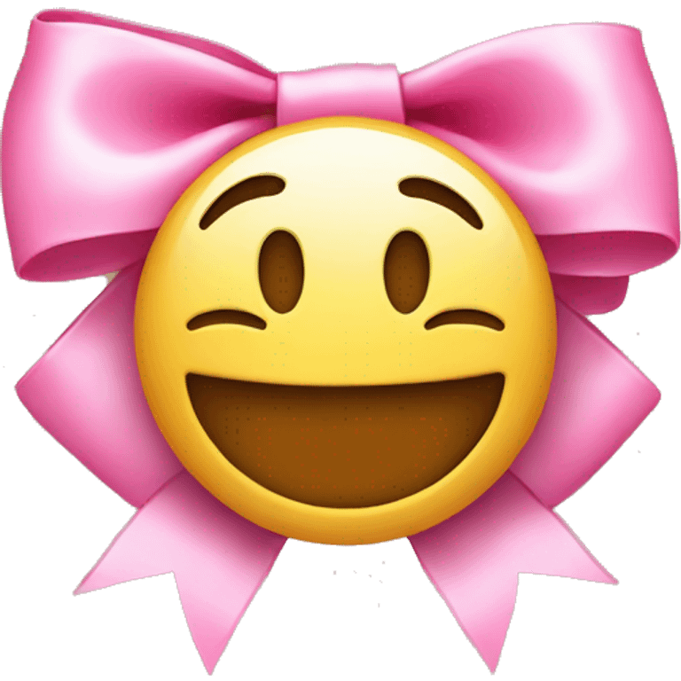 smiley face with pink bow  emoji