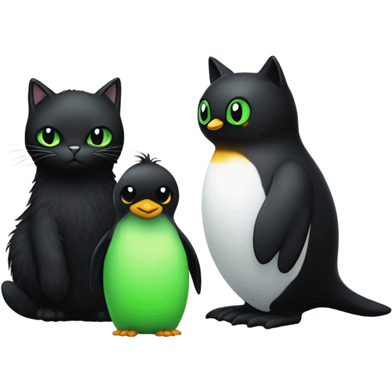 black cat and penguin  emoji