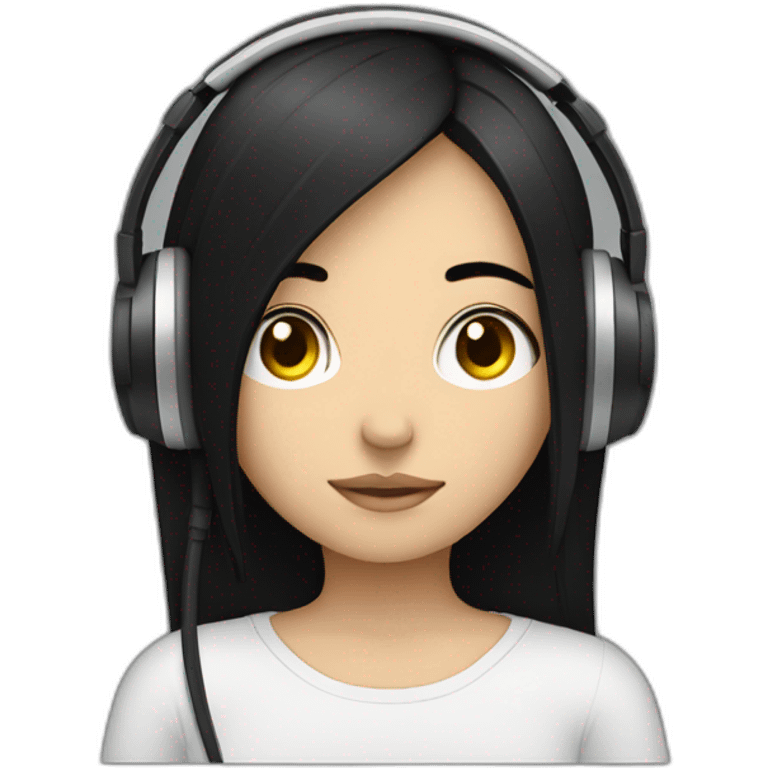 a depressive girl with headphones and straight black hair emoji