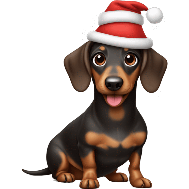 sausage dog with a santa hat emoji