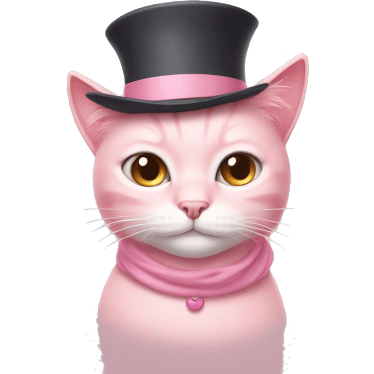 Soft pink cat in hat emoji