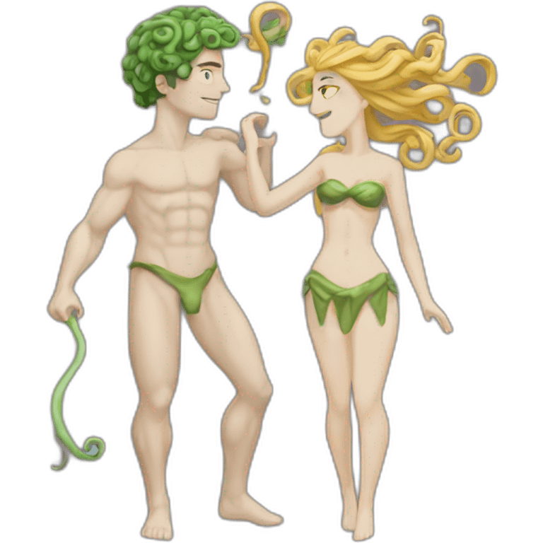 Perseus (men) and Medusa (Woman)in love emoji