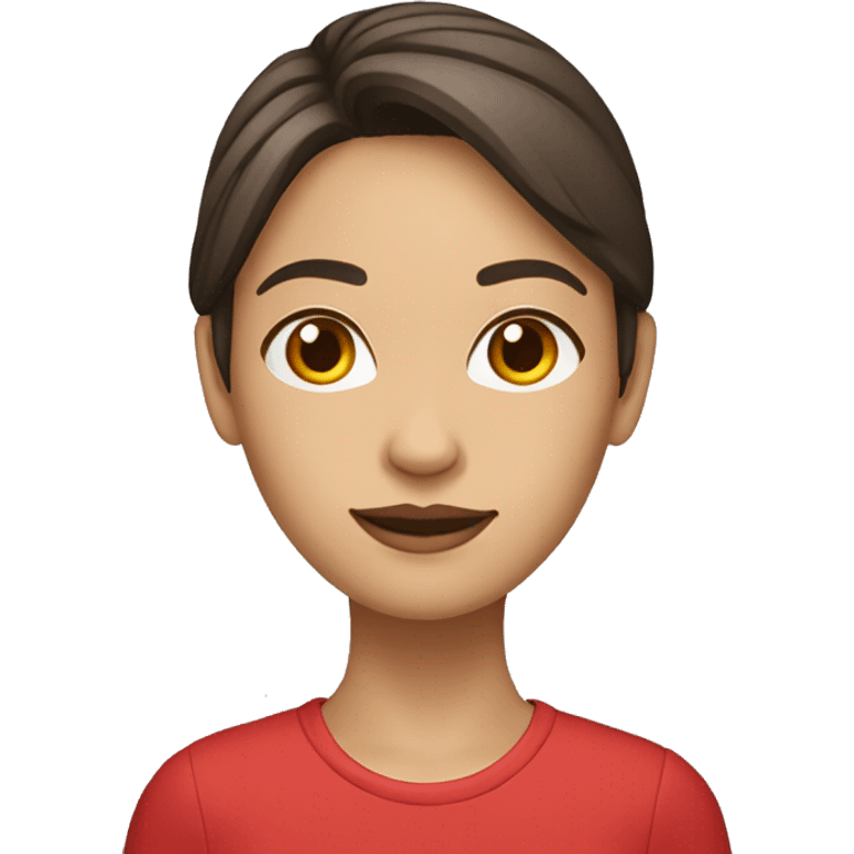 woman with light to medium skin, straight dark brown hair with middle part red shirt  emoji