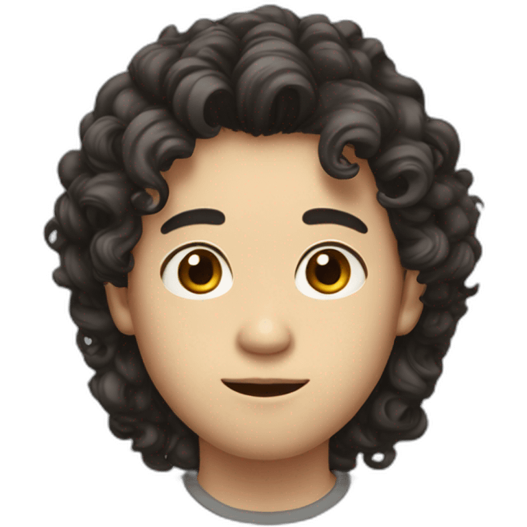 Big eyes, fair complexion, long hair, a little curly, Asian man emoji