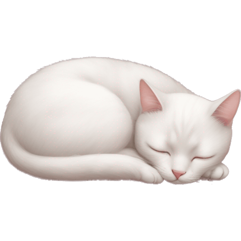 white cat sleeping on a soft pink silk pillowe emoji