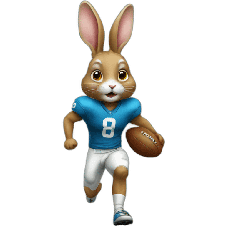 Realistic rabbit playing football emoji