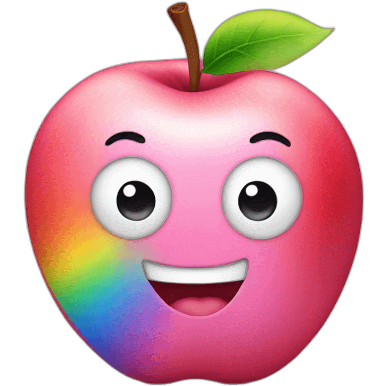 pink apple with rainbow emoji