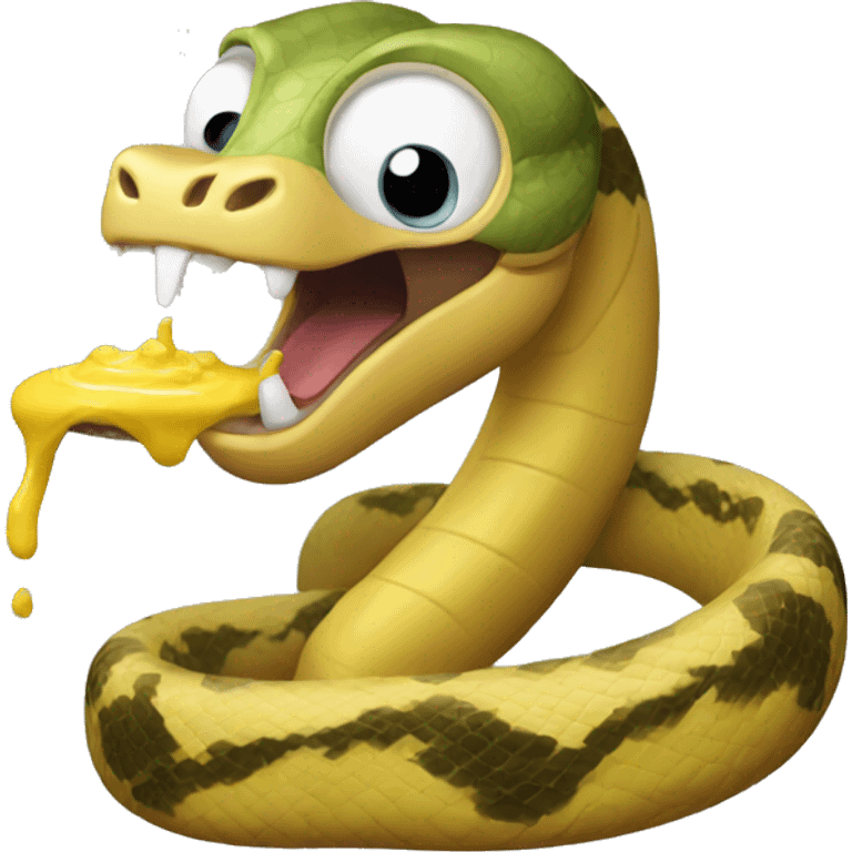 Snake eating mustard emoji