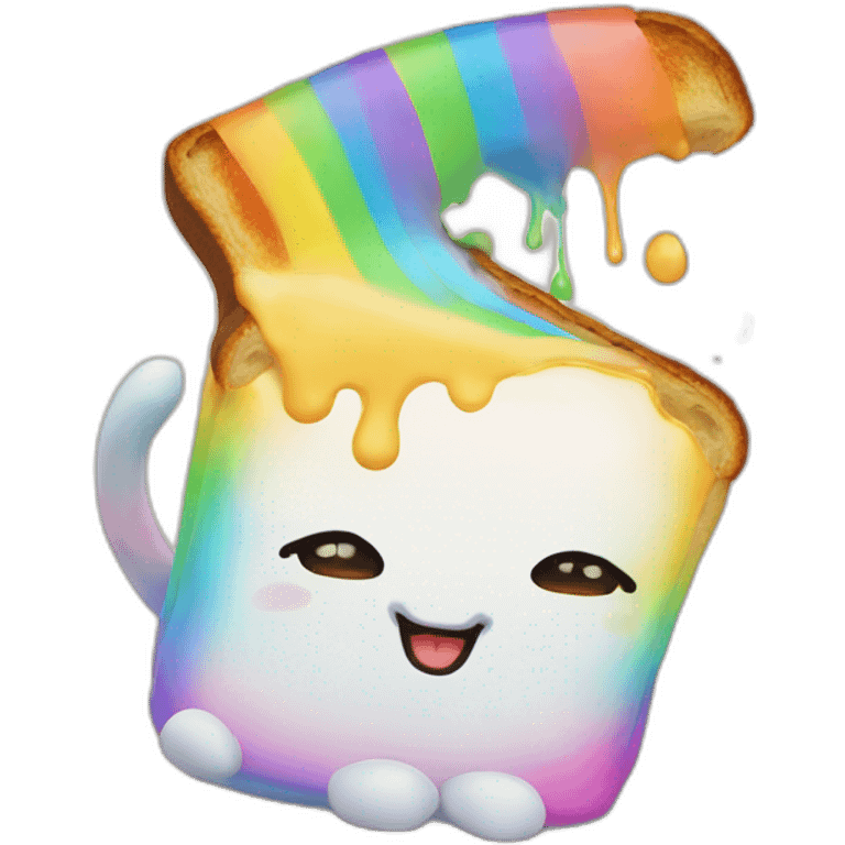 Rainbow toast cat puking rainbow emoji