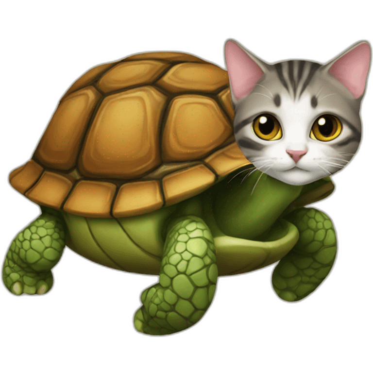 Cat on turtle emoji