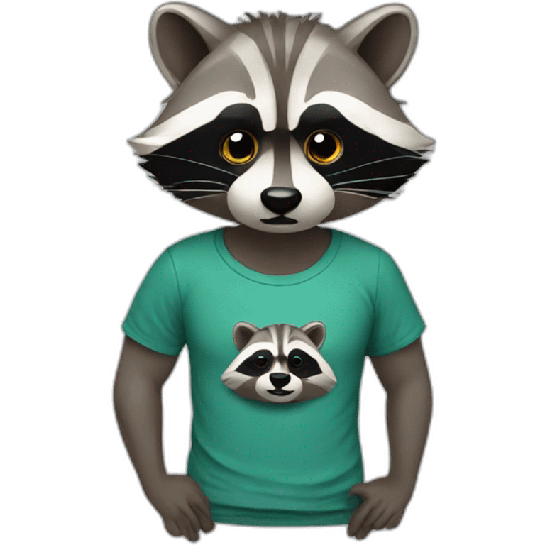 raccoon with a t-shirt emoji