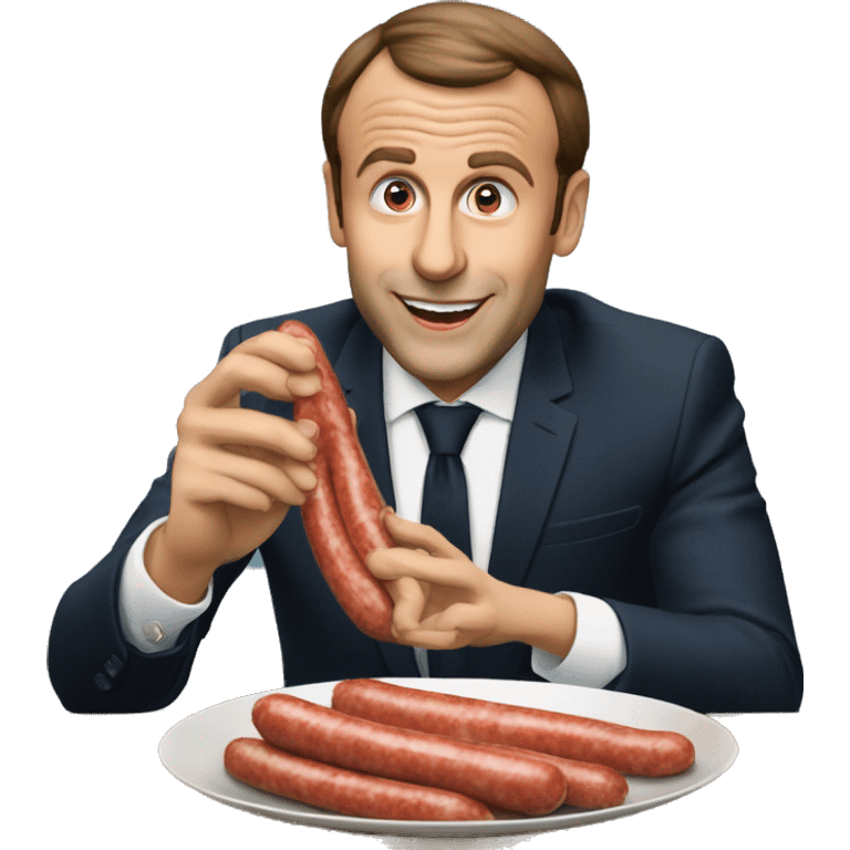 Macron qui mange une saucisse  emoji