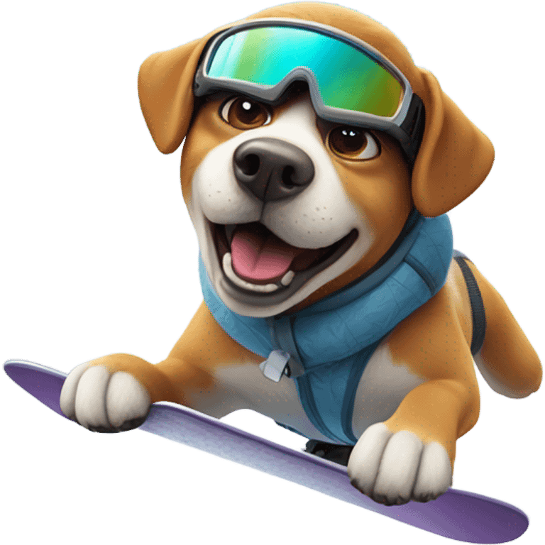 Dog snow boarding emoji