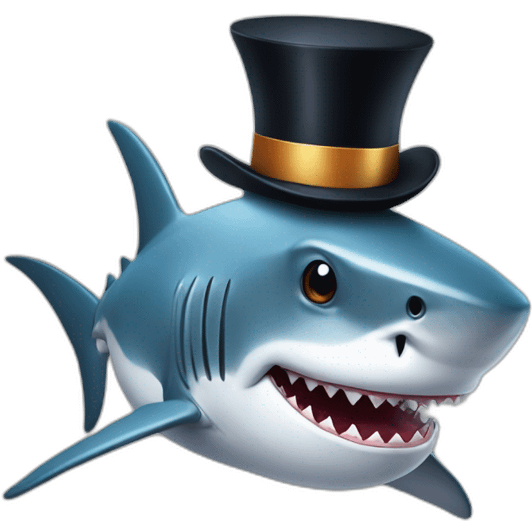 Shark with a top hat emoji