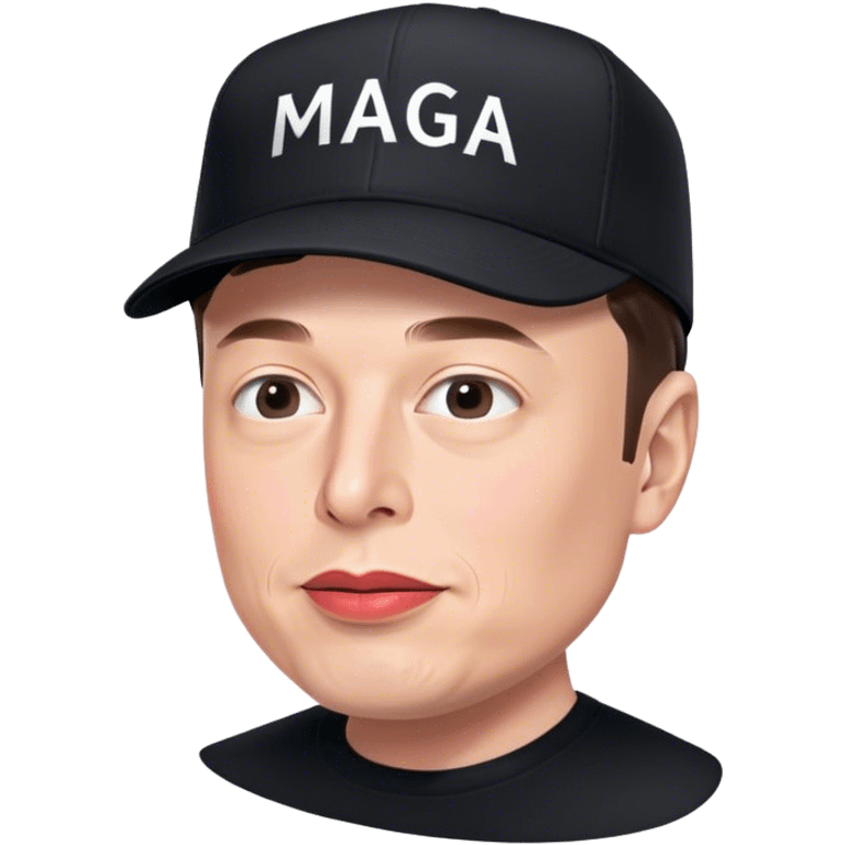 elon musk wearing a black "MAGA" hat emoji