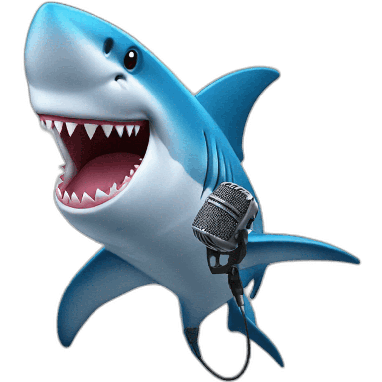 shark with microphone emoji