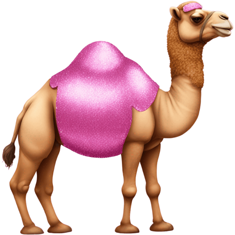 Pink 2 hump camel with glitter standing emoji