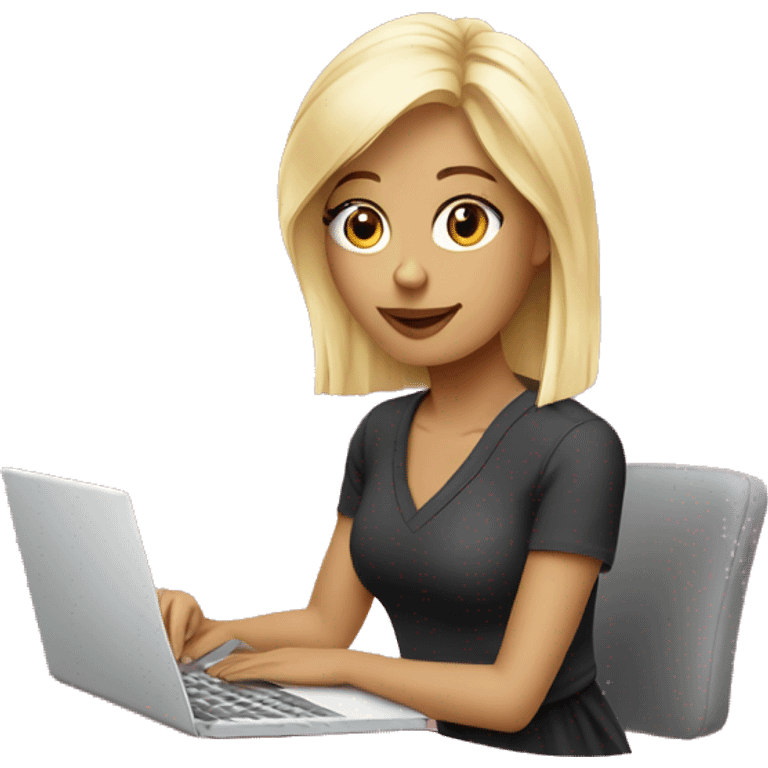 Graphic designer blonde girl with Pink laptop  emoji